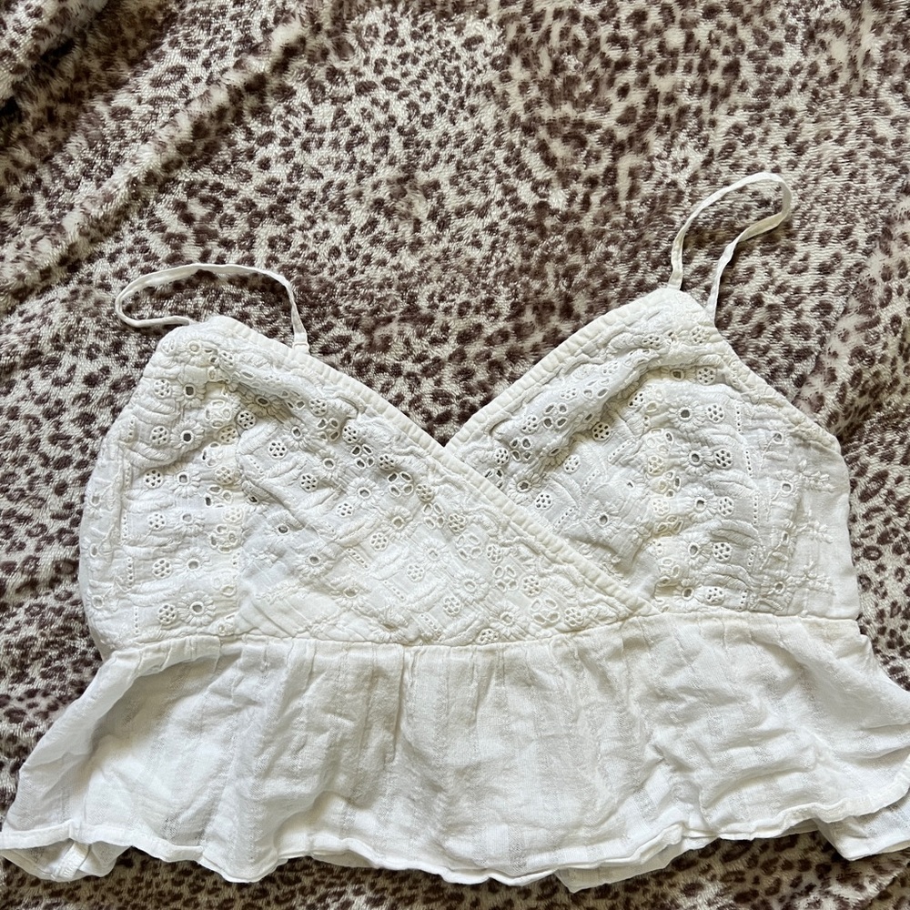 American Eagle lace peplum crop top